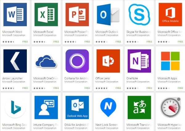 Apps de Microsoft disponibles en más dispositivos Android
