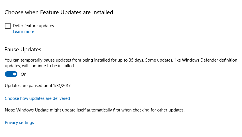 Windows 10 ti consentirà presto di bloccare gli aggiornamenti indesiderati