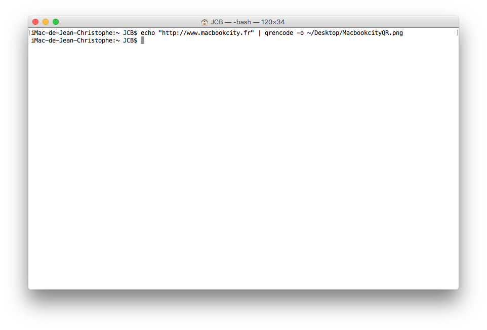 Cree un código QR en Mac OS X El Capitan con el terminal 5