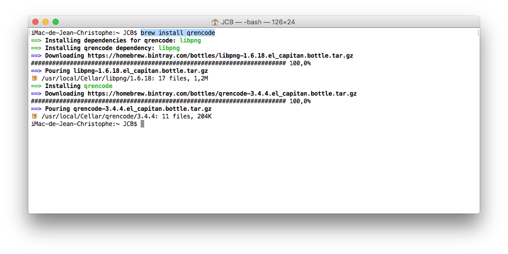 Cree un código QR en Mac OS X El Capitan con el terminal 2
