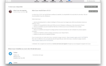 macOS Sierra 10.12.1 : actualización disponible