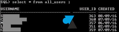 Oracle : lista de usuarios en SQL Plus 1