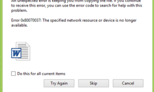Error 0x80070037: El recurso o dispositivo de red especificado ya no está disponible