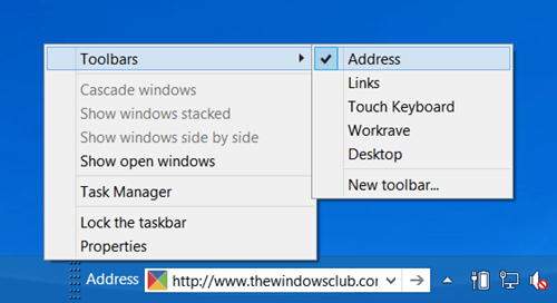 Cómo agregar la Barra de Direcciones a la Barra de Tareas en Windows 10 / 8 / 7