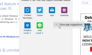 Cómo desactivar las sugerencias de Compartir aplicación en Windows 10