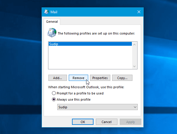 Outlook no puede iniciar sesión, verificar que está conectado a la red
