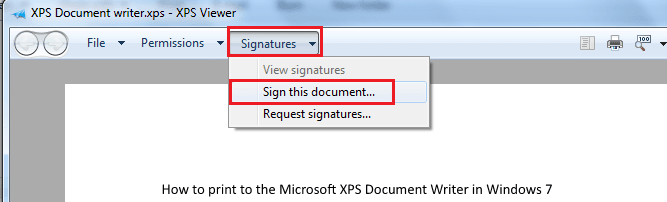 Cómo imprimir en Microsoft XPS Document Writer en Windows 7