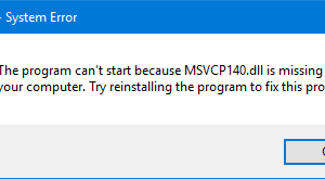 El programa no se puede iniciar porque el MSVCP140.dll no está en su computadora.