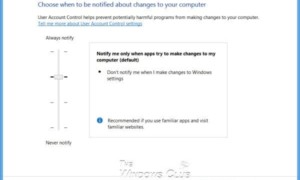 Cambiar, habilitar y deshabilitar la configuración del Control de cuentas de usuario en Windows 10