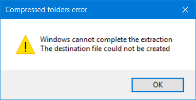 Windows no puede completar el error de extracción en Windows 10/8/7