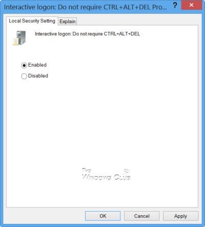 Habilitar, deshabilitar inicio de sesión seguro en Windows 10/8