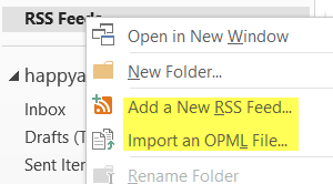 Cómo agregar fuentes RSS a Outlook en Windows 10