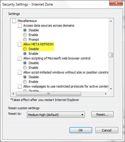 Cómo desactivar Internet Explorer o Edge Auto Refresh