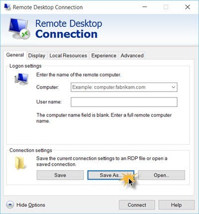 Cómo crear un acceso directo a Conexión a Escritorio remoto en Windows 10