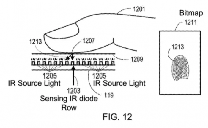 La patente de Apple muestra la pantalla con lector de huellas digitales integrado 1