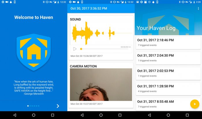 Haven es una aplicación que convierte tu Android en un sistema de vigilancia. 1