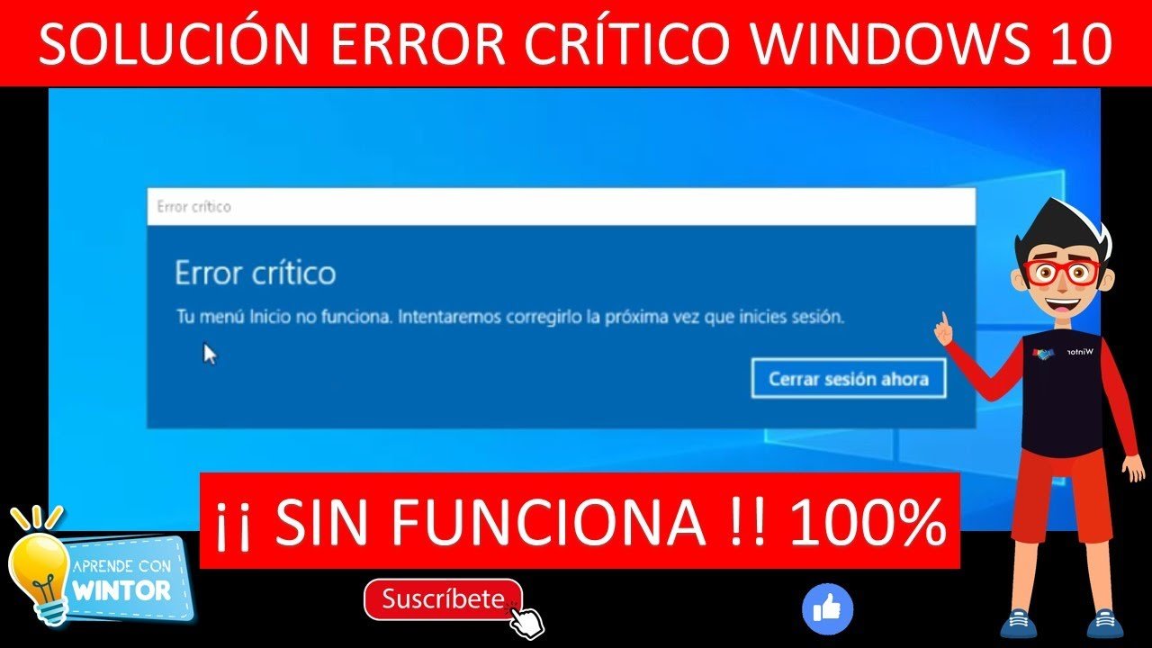 Error critico el menu inicio no funciona en windows 10