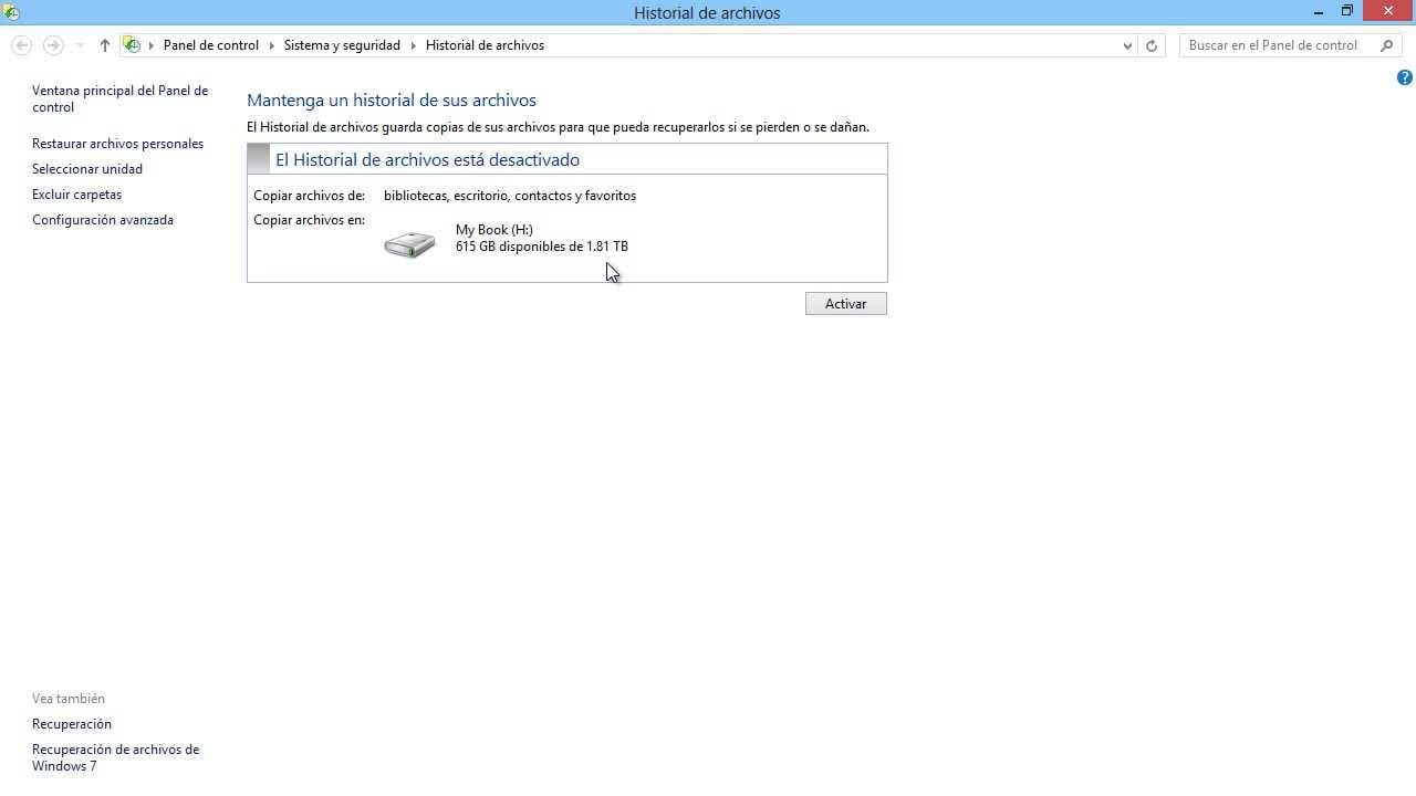 Como configurar y usar el historial de archivos en windows 8