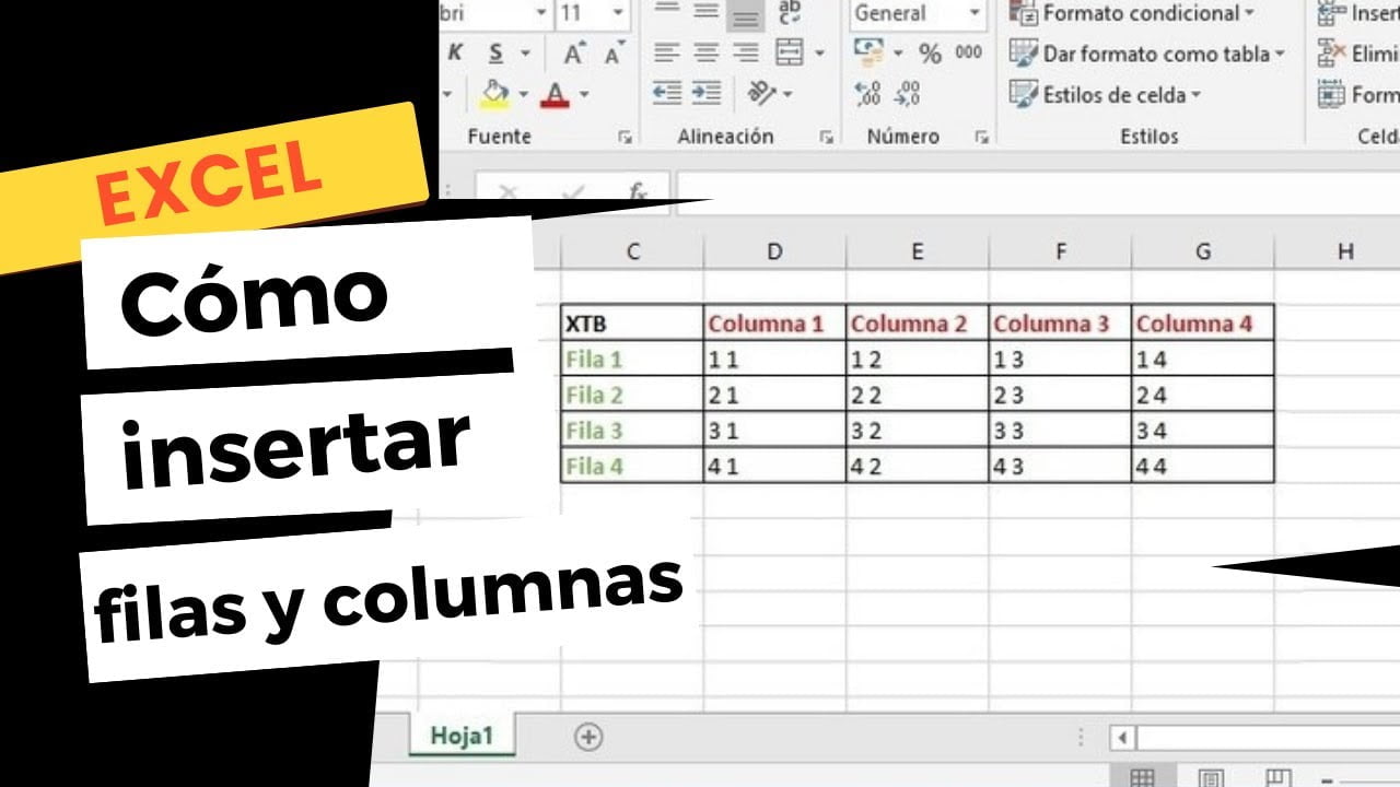 ¿Cómo insertar columnas con el teclado?