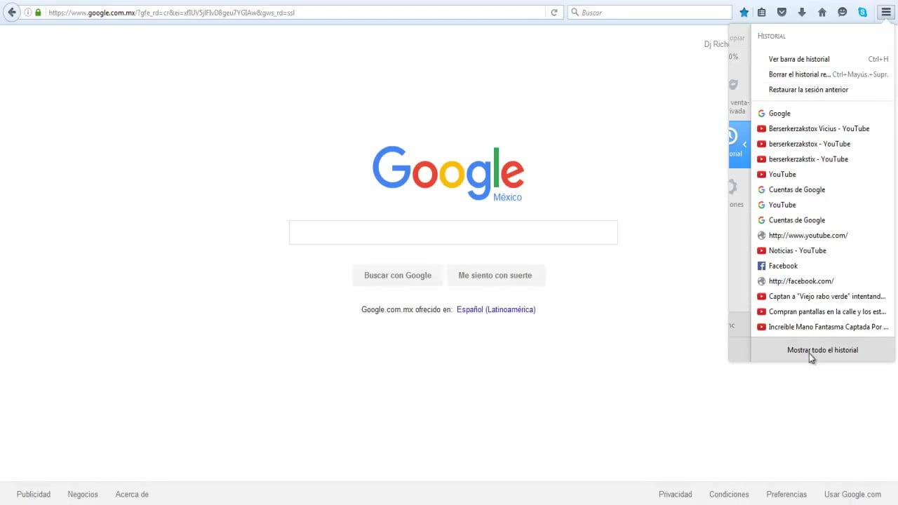 ¿Dónde está el Historial de Firefox?
