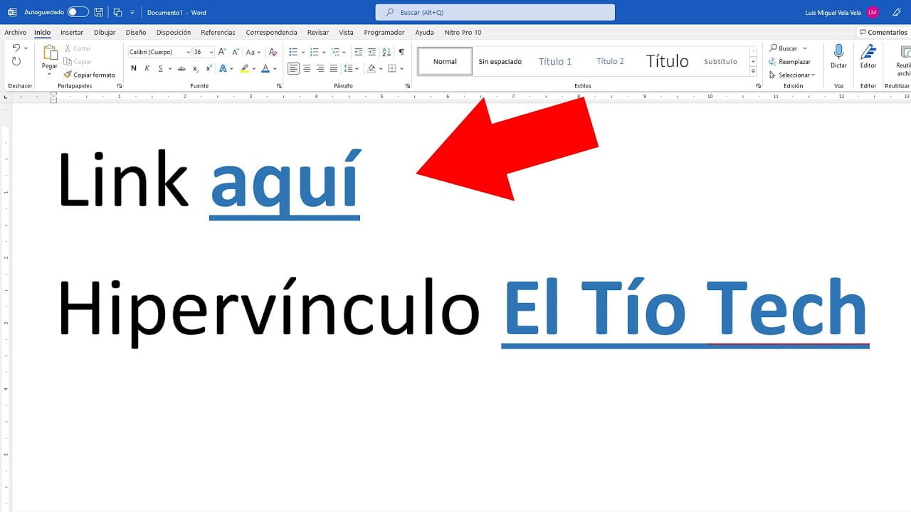 ¿Cómo insertar un hipervínculo en una hoja de Word?