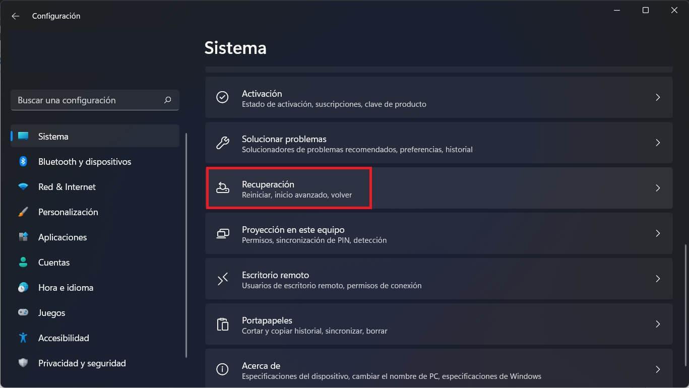 WinRE y recuperación en Windows 11