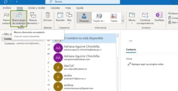 ¿Dónde está la lista de Contactos en Outlook?