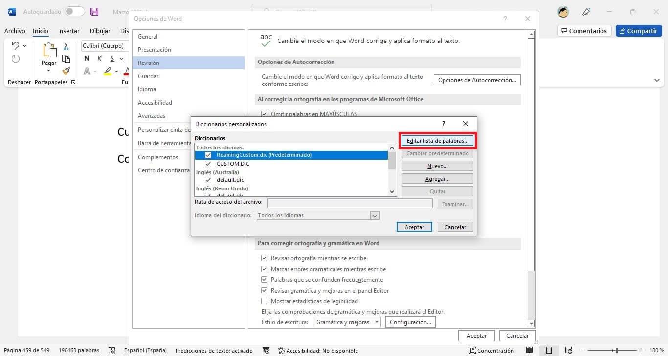 buscar y reemplazar en Word