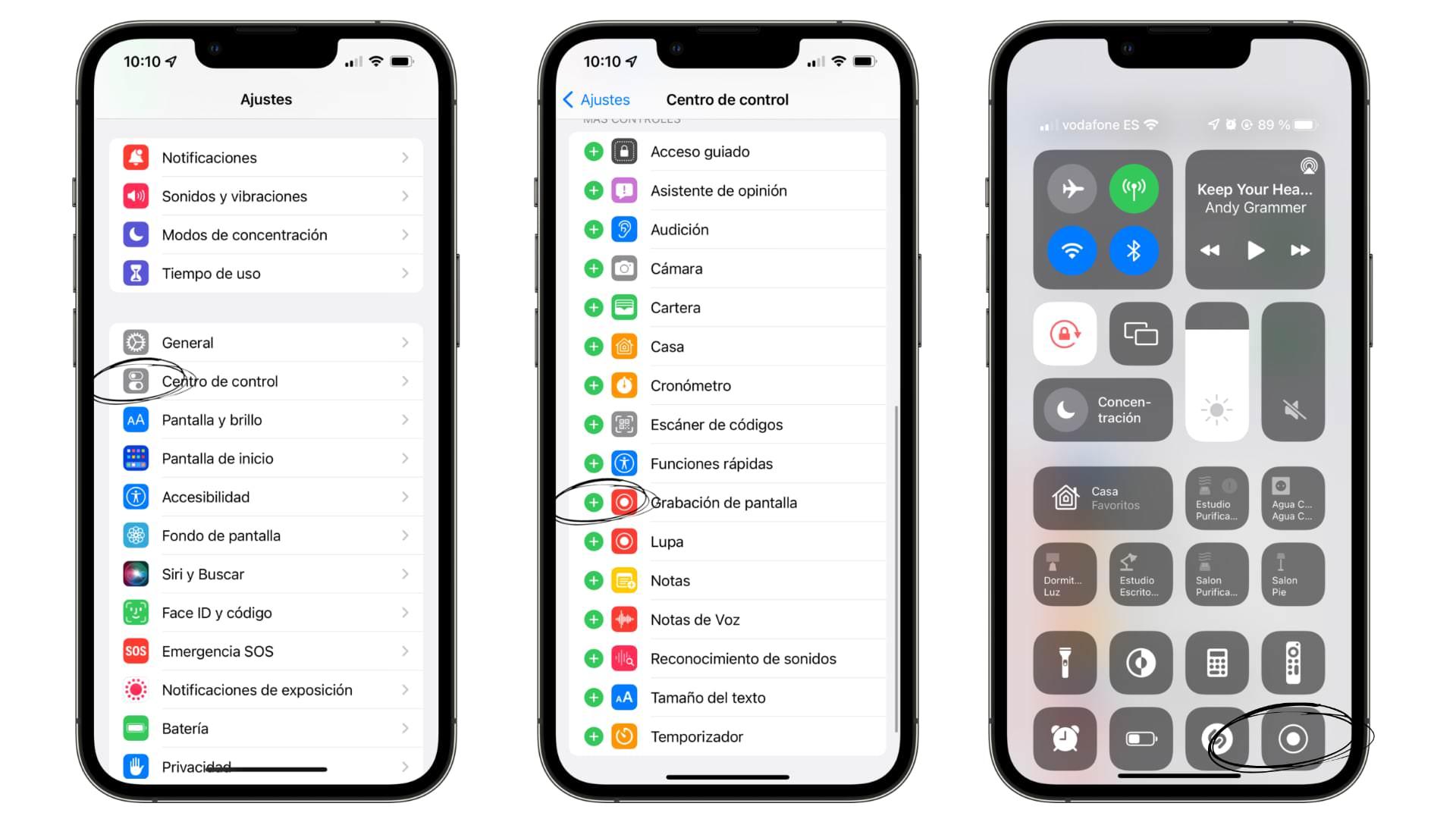 Grabación de pantalla en iPhone