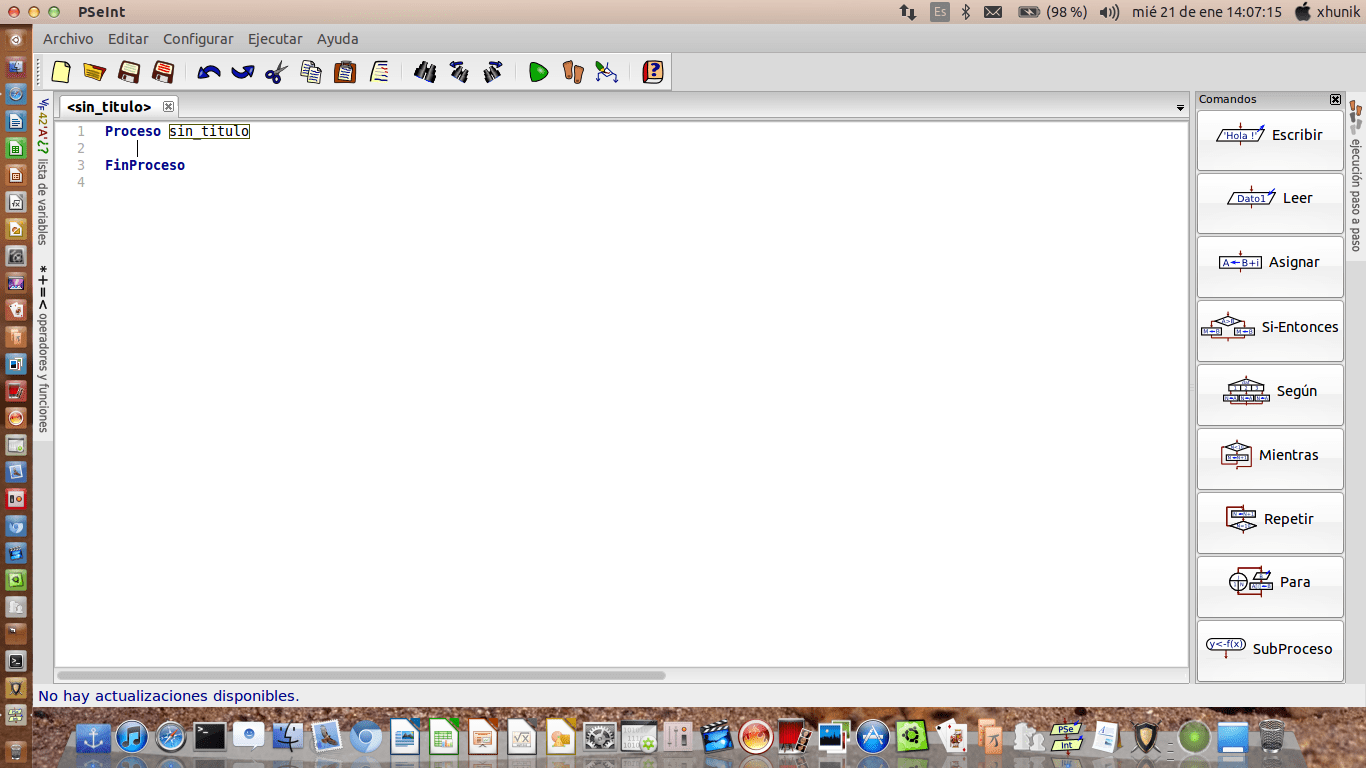 Editor con ayudas y diagrama de flujo en PSeInt