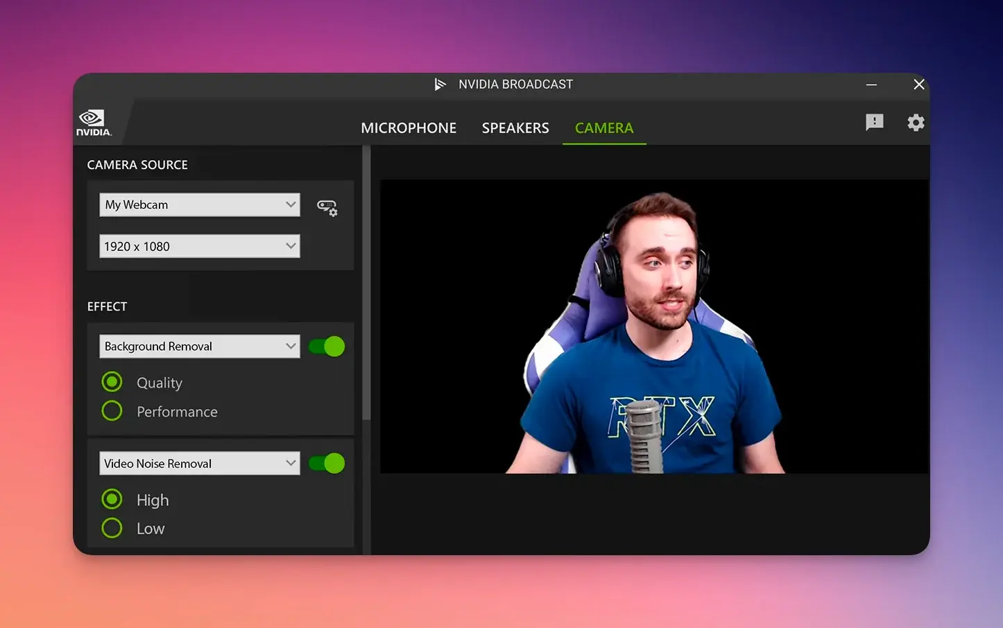 Aplicación NVIDIA Broadcast