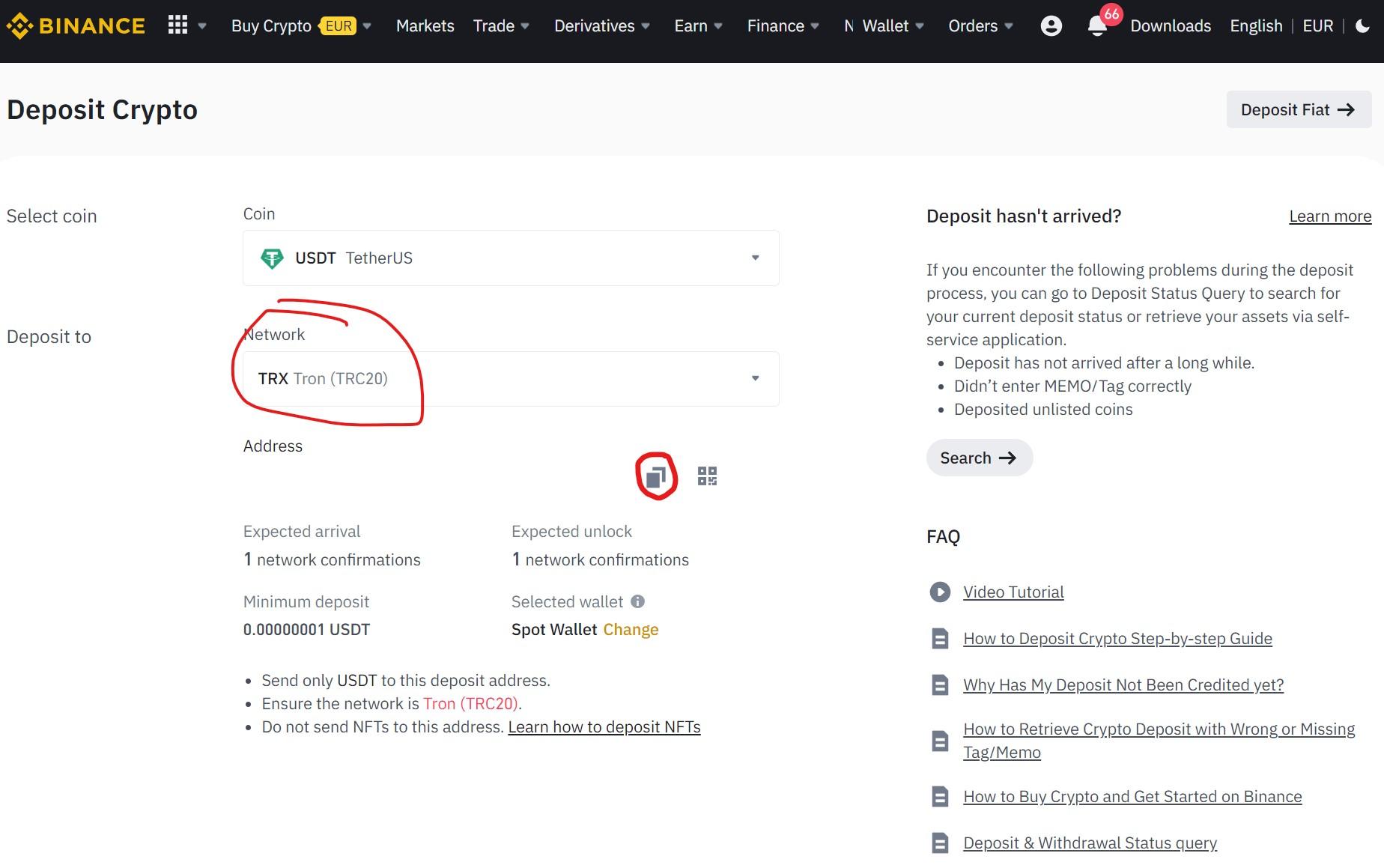 Guía para transferir USDT en TRON TRC20