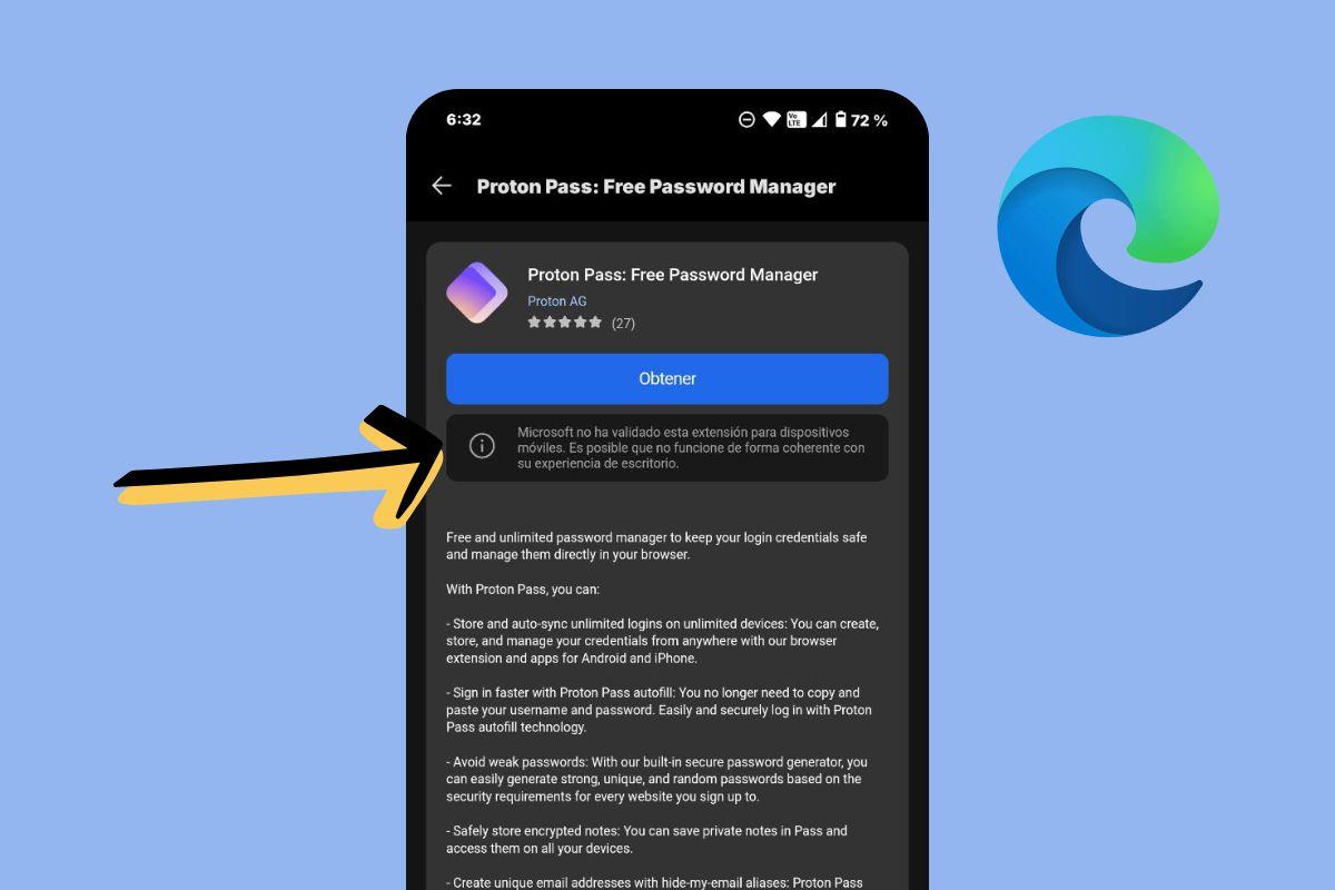 Navegador Edge para Android en smartphone