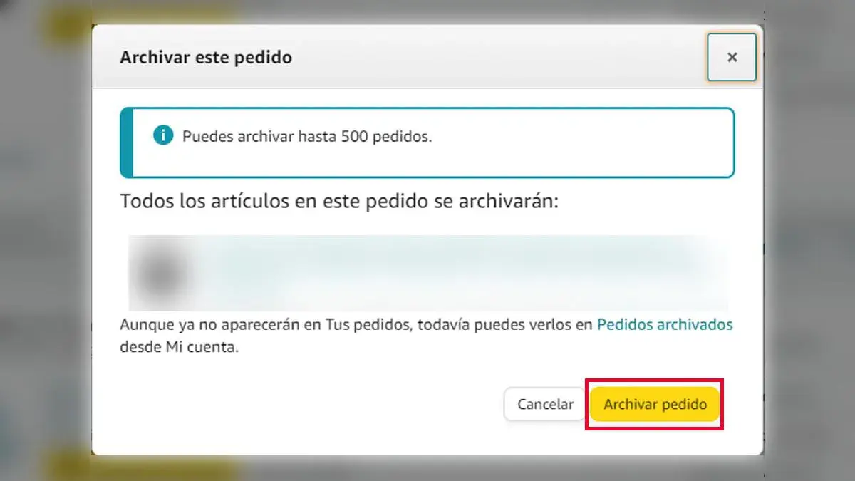 Archivar pedidos en Amazon