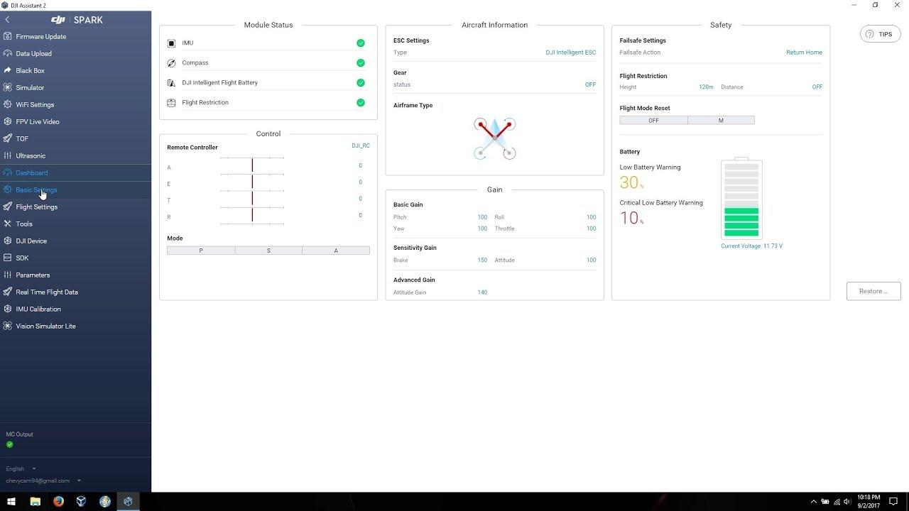Aplicación DJI Assistant 2 para drones