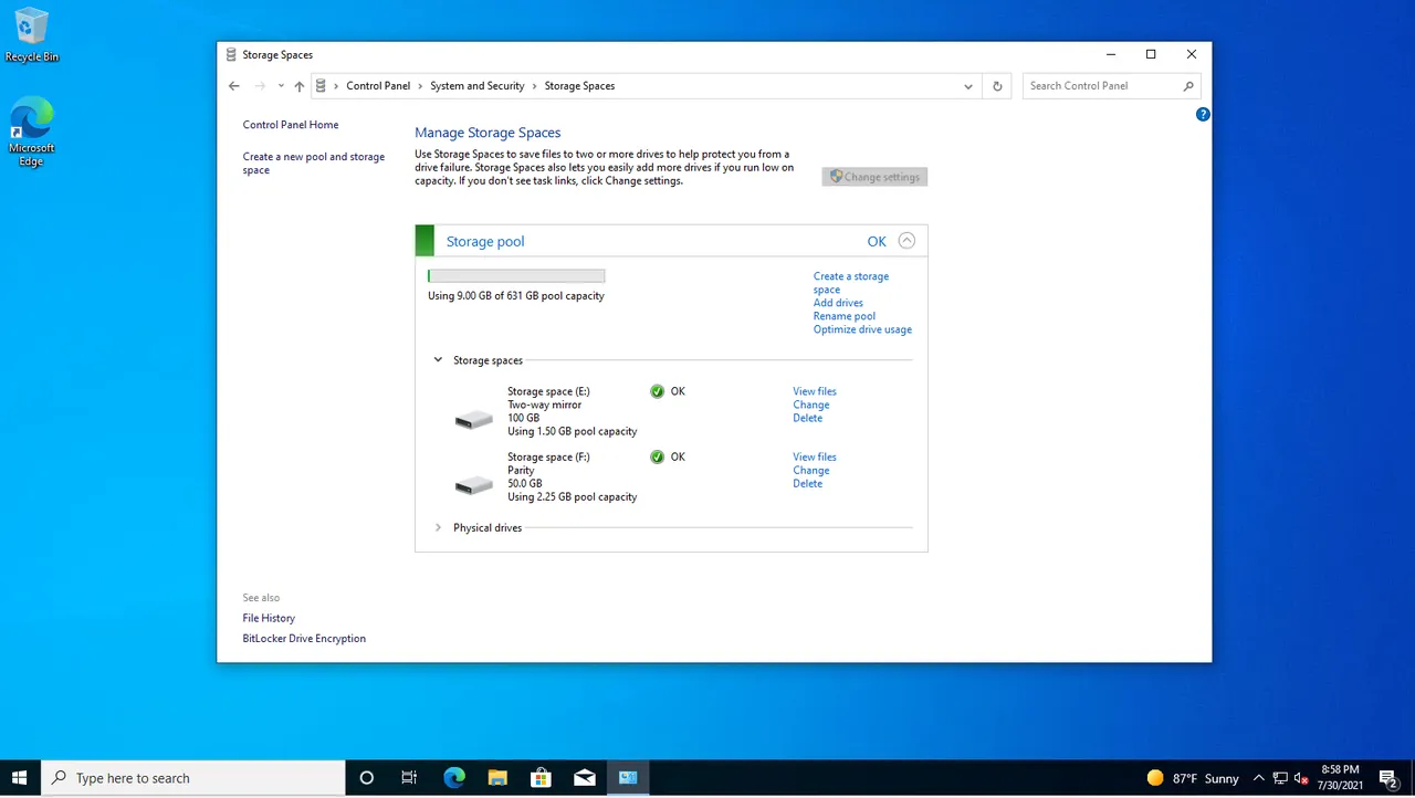 windows storage spaces