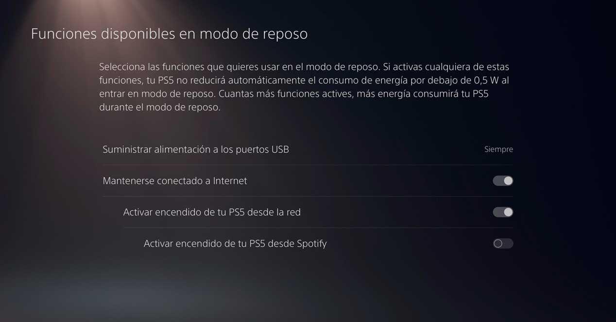 Opciones de energía para dispositivos USB