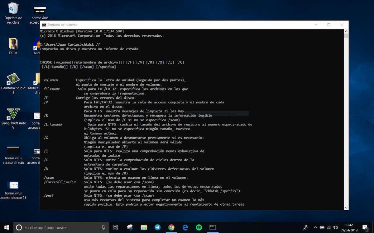 Comprobar integridad del disco con CHKDSK