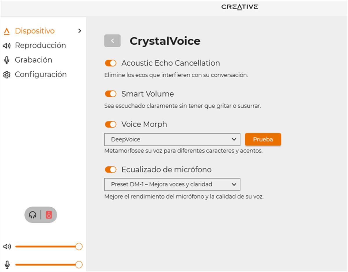 Creative App ajustar calidad de sonido