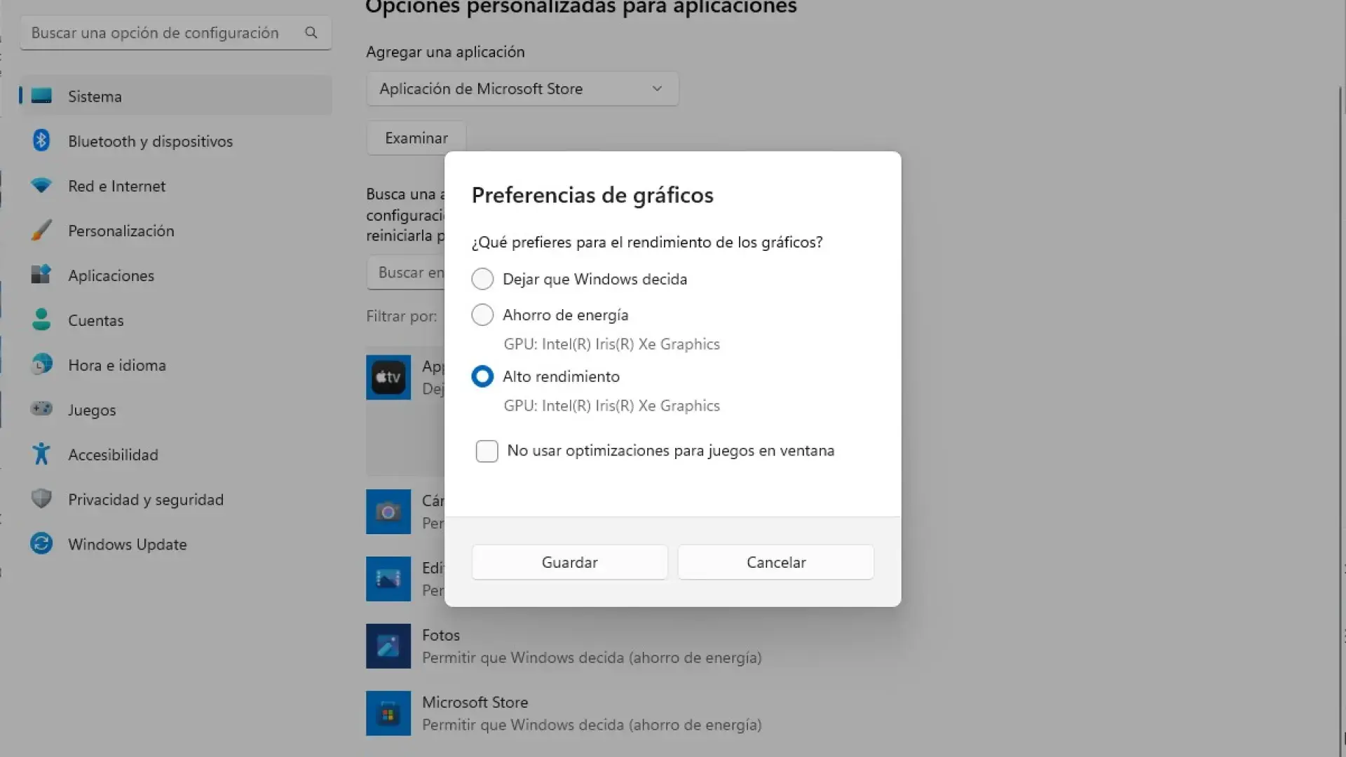 Configurar GPU dedicada en Windows Configurar GPU dedicada en Windows