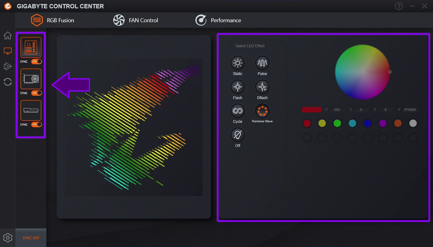 Gigabyte RGB Fusion control RGB