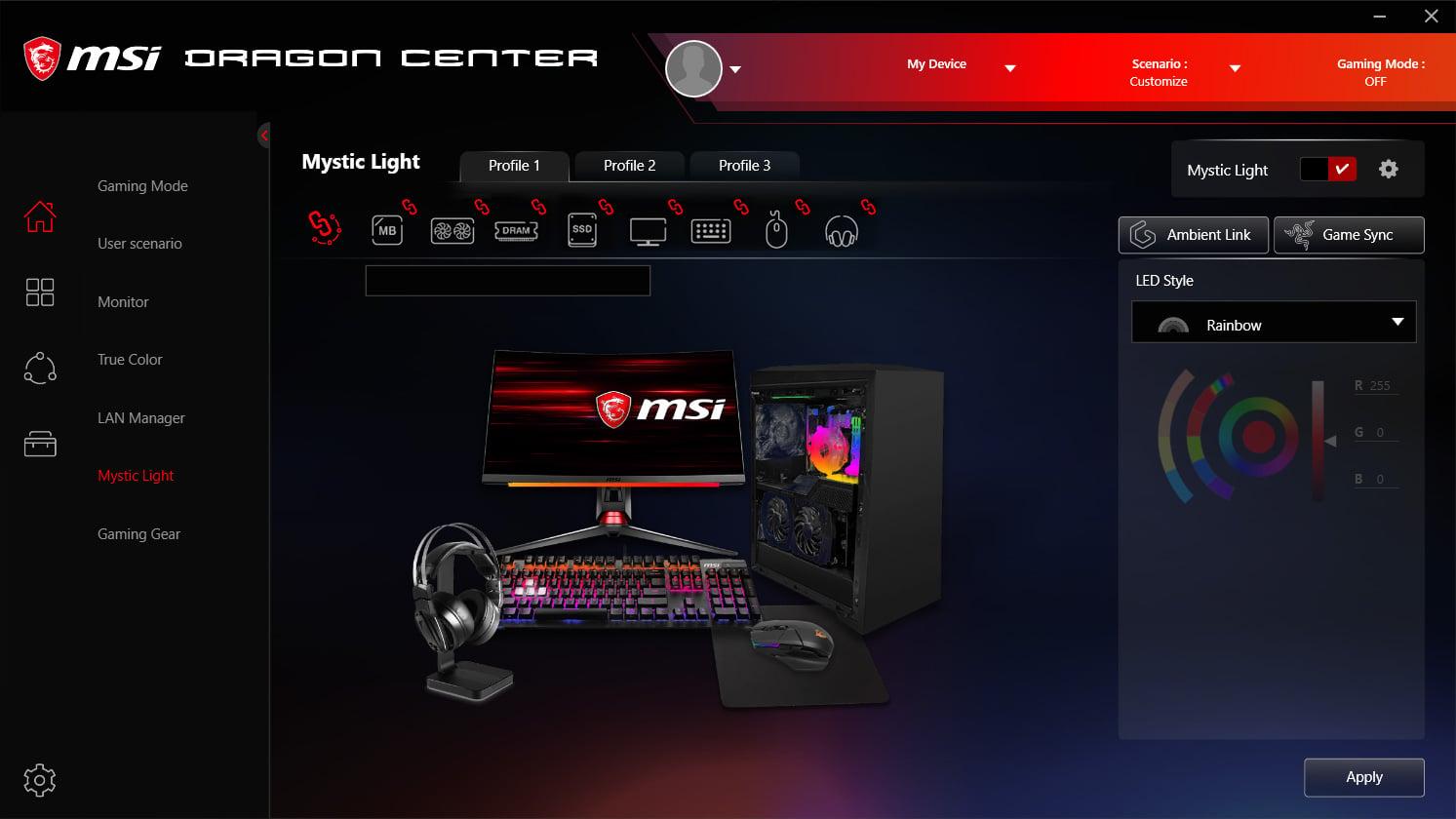 Configuración MSI Mystic Light RGB
