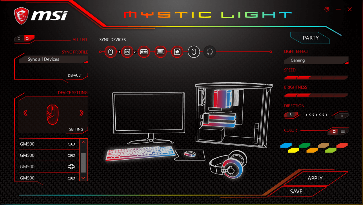 MSI Mystic Light control RGB