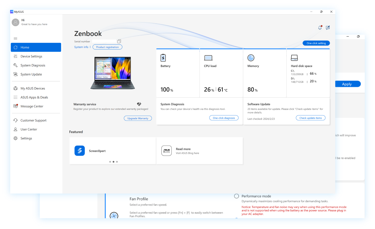 Funciones de MyASUS en Windows 11