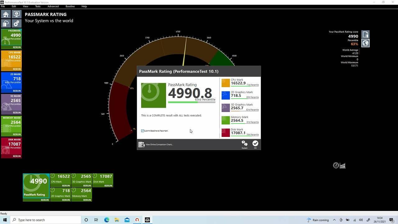 Benchmark memoria RAM con PassMark