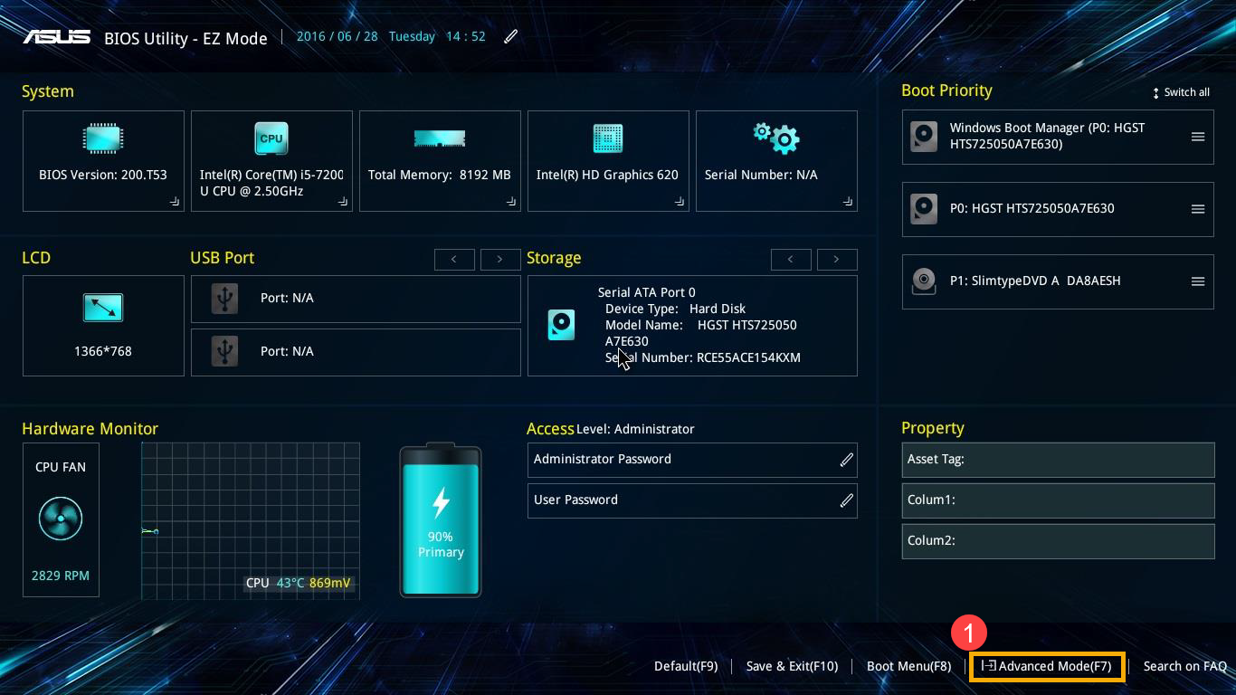 Interfaz UEFI en ASUS