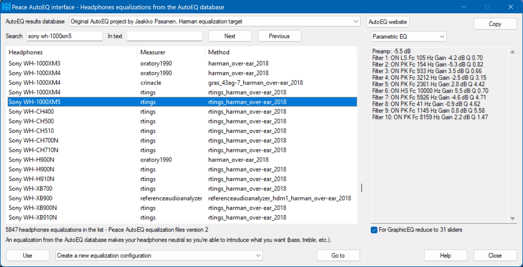 Peace GUI para Equalizer APO en Windows Peace GUI para Equalizer APO en Windows