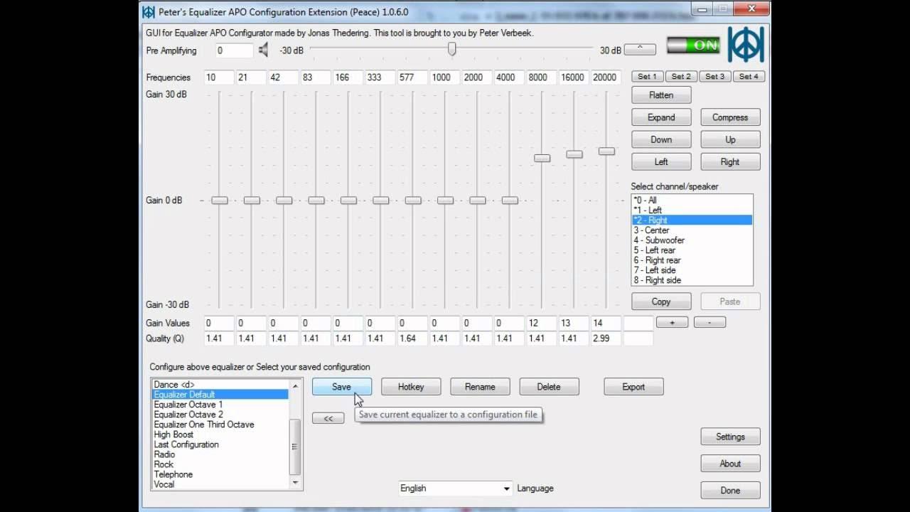 Ecualizador de audio en Windows con Equalizer APO y Peace