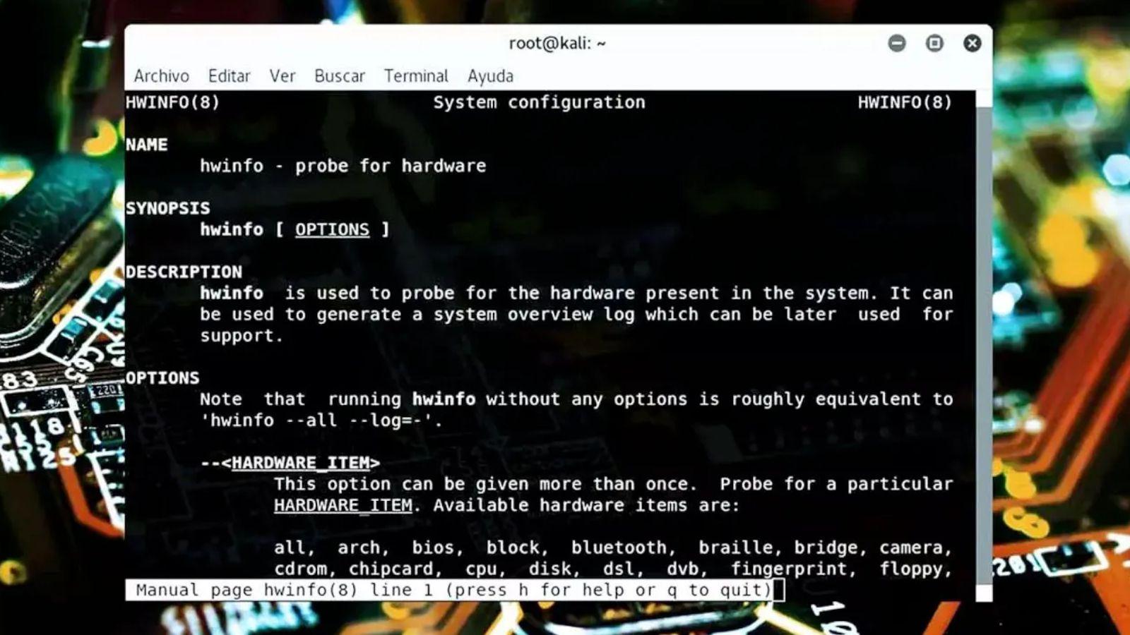 comandos de linux para obtener informacion del hardware
