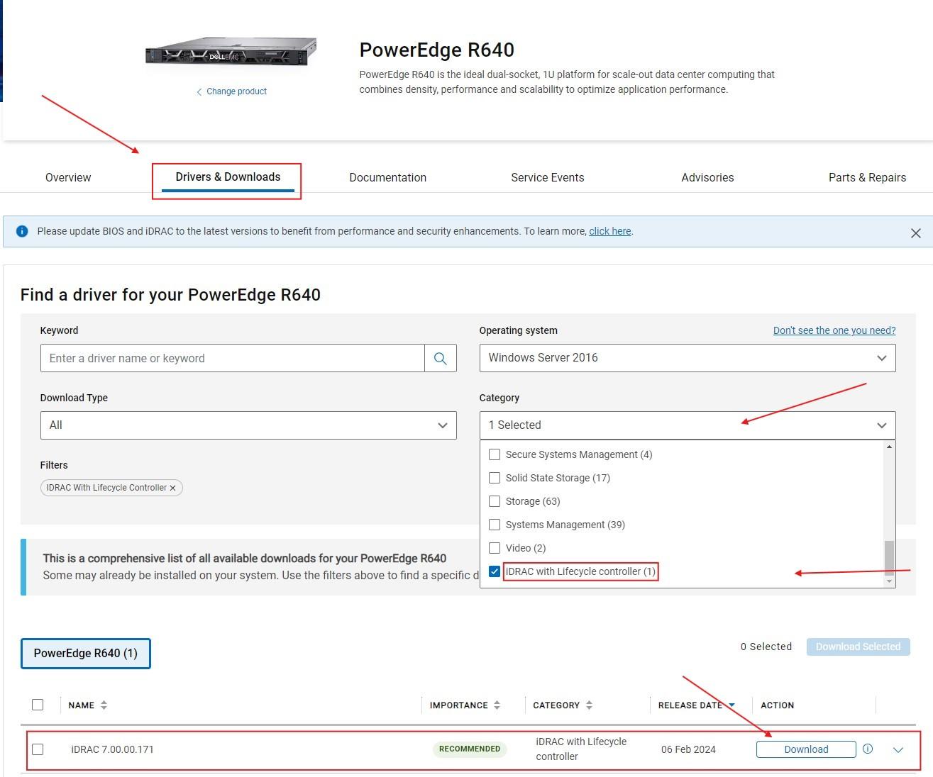 Opciones para actualizar firmware en servidores Dell